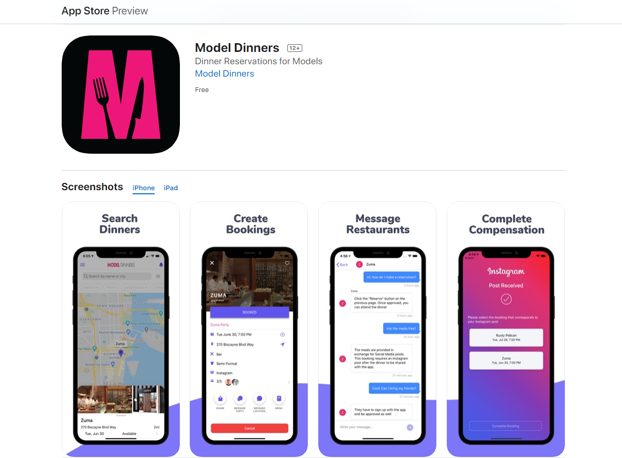 Model Dinners App Store